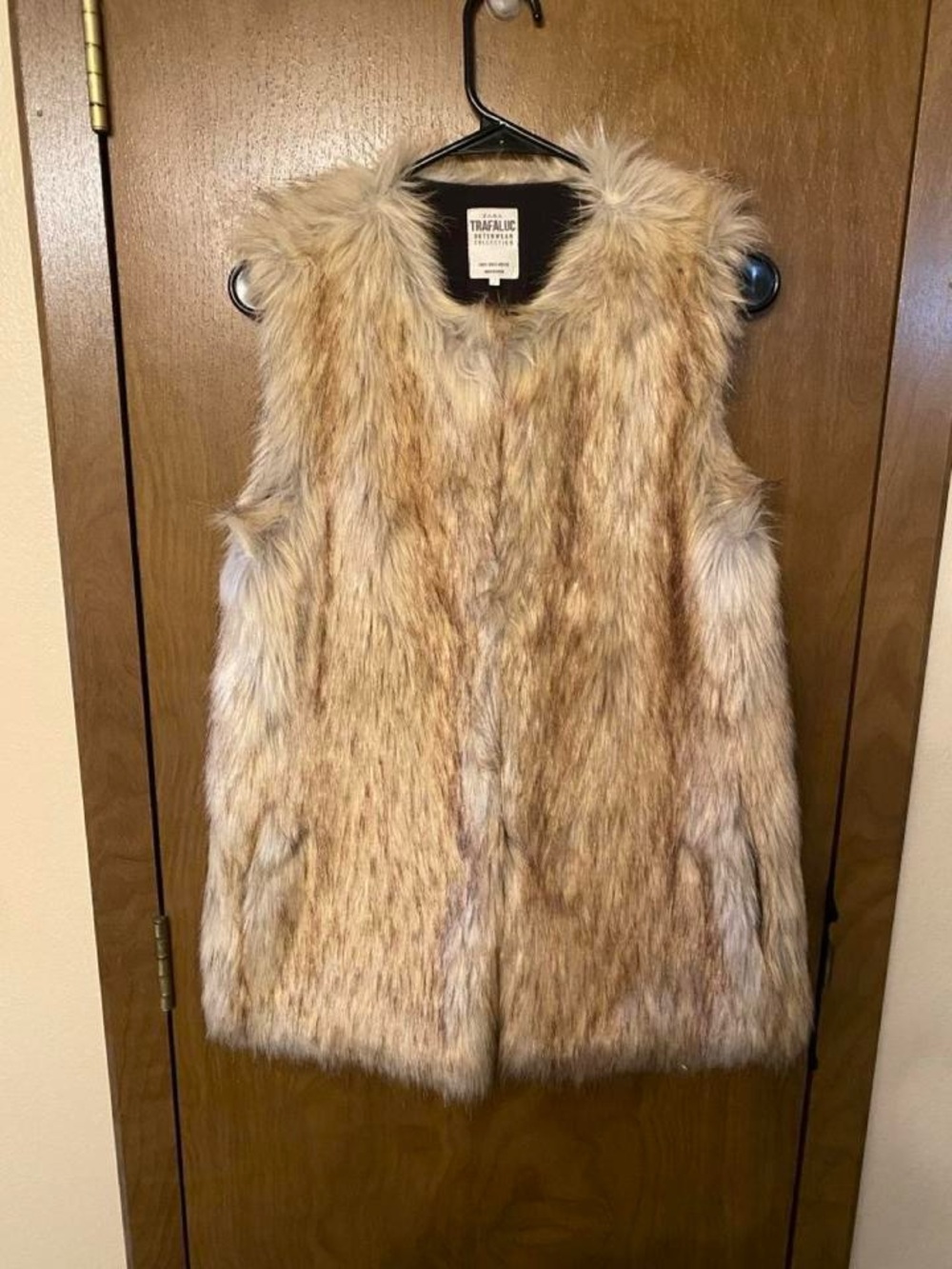 Zara Faux Fur Vest in Light Tan